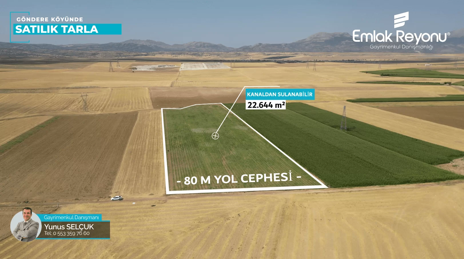 GÖNDERE' de 9 DÖNÜM SATILIK TARLA