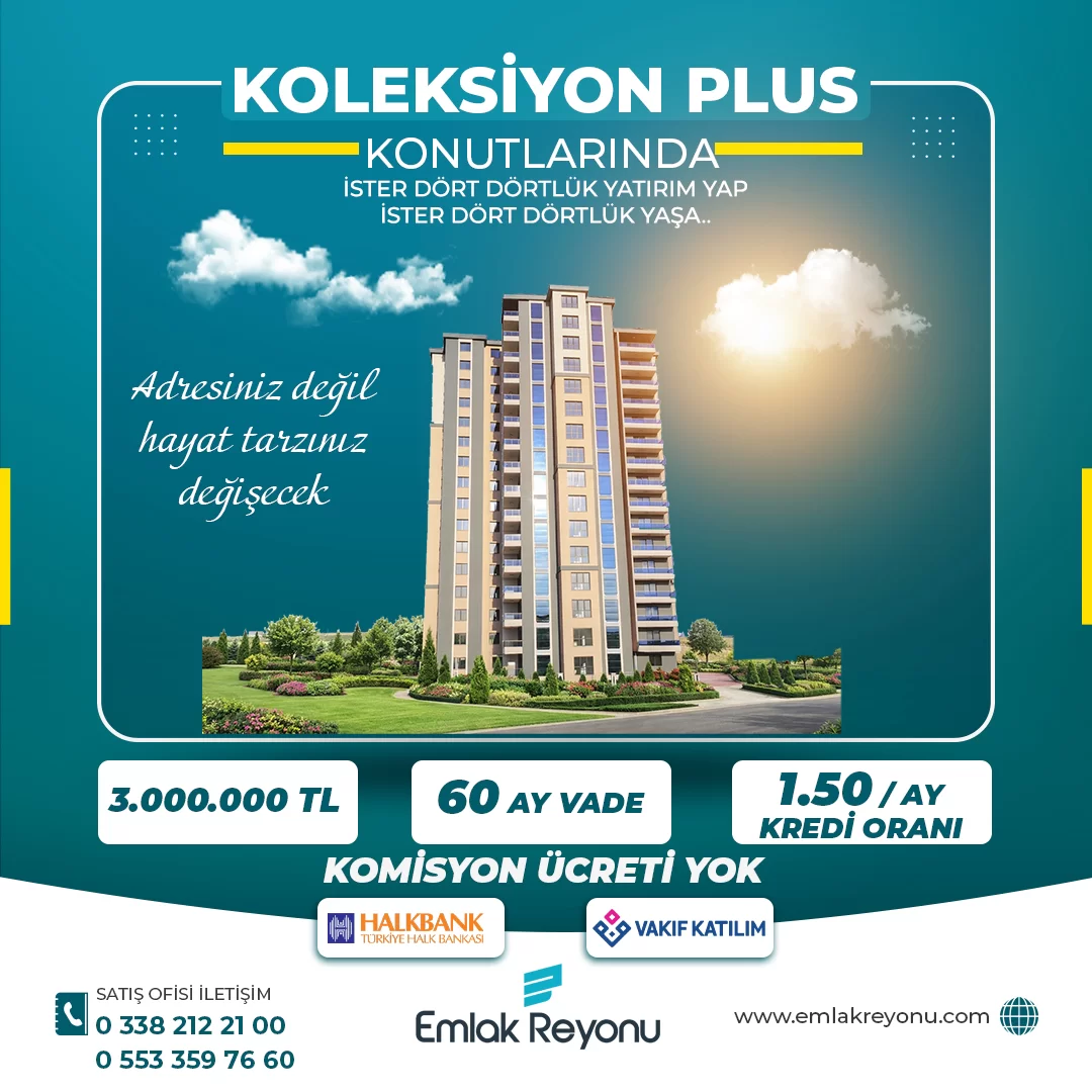 KOLEKSİYON PLUS KONUTLARINDA SATILIK LÜKS DAİRE